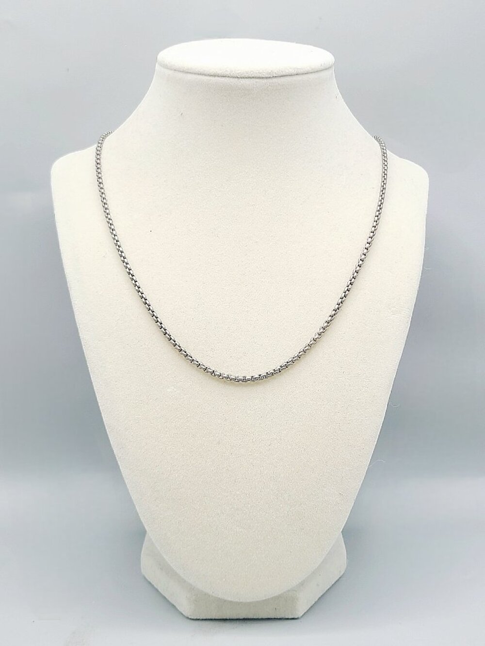 David Yurman Box Chain Necklace in Sterling Silver & Grey Titanium